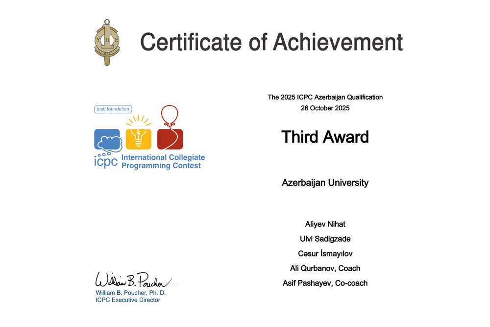 Azərbaycan Universitetinin komandası  ICPC-nin növbəti mərhələsinə vəsiqə qazanıb